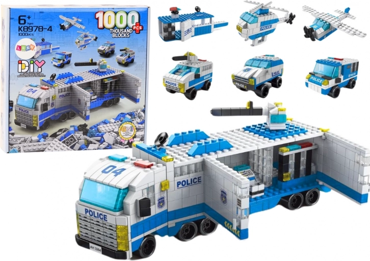 Policejní stavebnice 6v1 nákladní vůz a vozidla, 1000 dílků