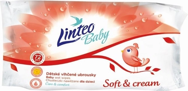 Dětské vlhčené ubrousky Linteo Baby Soft and cream 72 ks