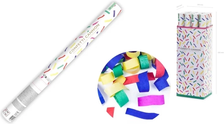 Mix barevných papírových konfet – vystřelovací tuba 60 cm