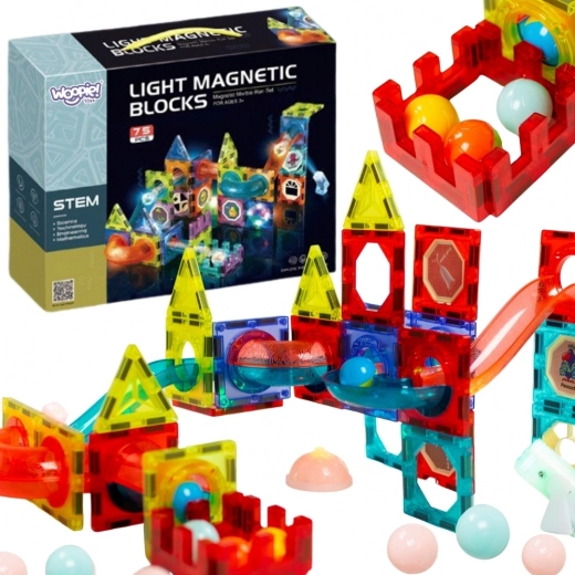 Magnetické stavebnice s kuličkovou dráhou 77 ks