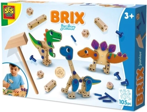 SES Brix junior dinozaury – dřevěná konstrukční sada