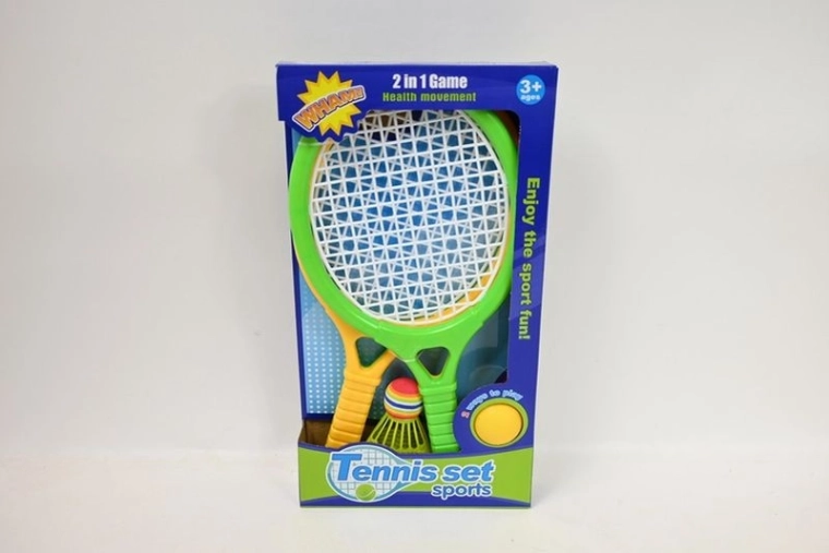 Sada pálek s míčkem a badmintonovým košíčkem