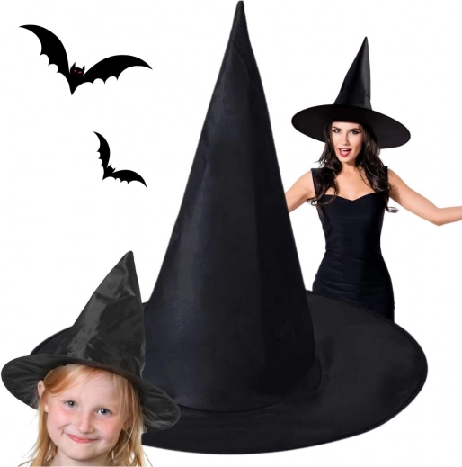 Čarodějnický klobouk černý – halloweenský kostýmový doplněk