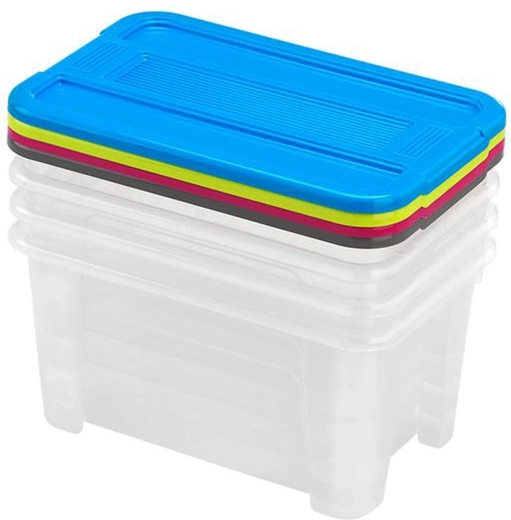 Úložné boxy s víkem 4,5 l – sada 4 ks