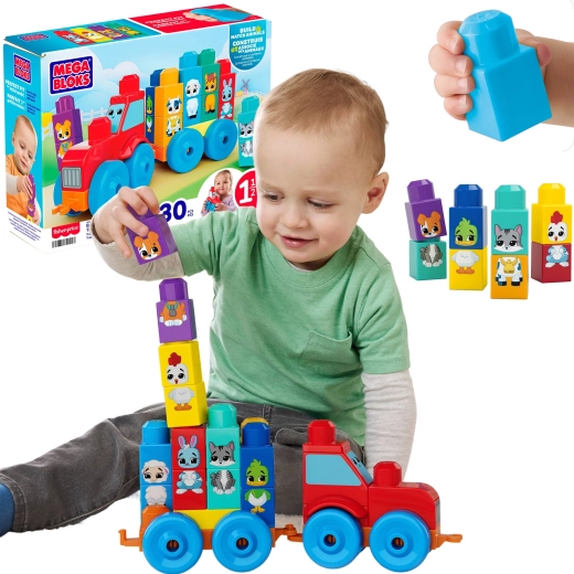 Fisher-Price Mega Bloks traktor se zvířátky pro stavění a skládání