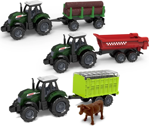 Traktor s přívěsem kov/plast 17 cm - 1 kus