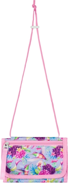 Peněženka na krk s motivem květin a kolibříků