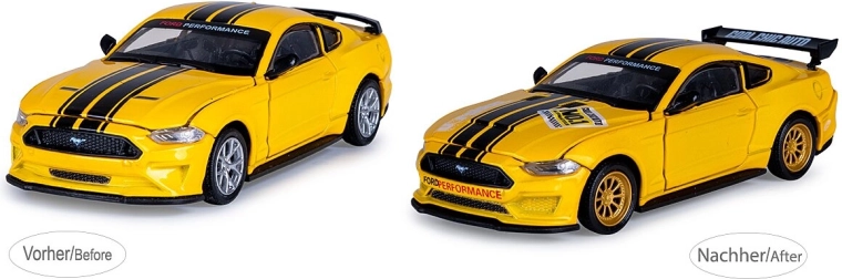 JAMARA Ford Mustang GT 2018 die-cast model 1:42 žlutý
