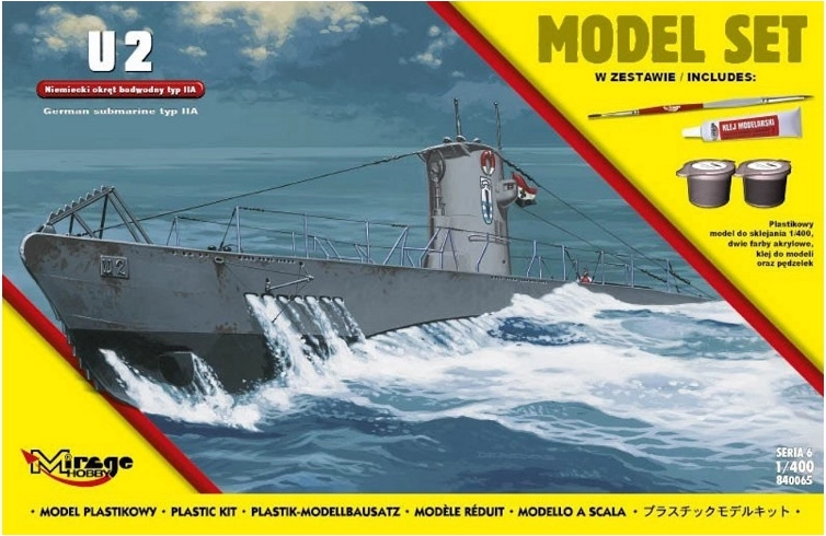 Model ponorky U-Boot typu IIA U2 v měřítku 1:400 – stavebnice