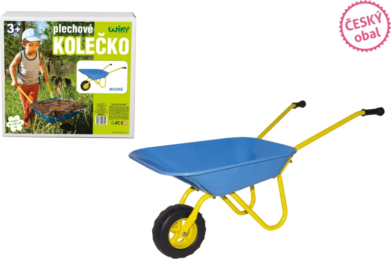 Plechové kolečko modré 82 × 42 × 35 cm