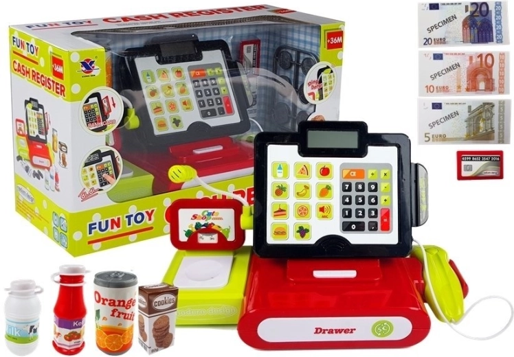 Dotyková dětská pokladna s kalkulačkou a příslušenstvím