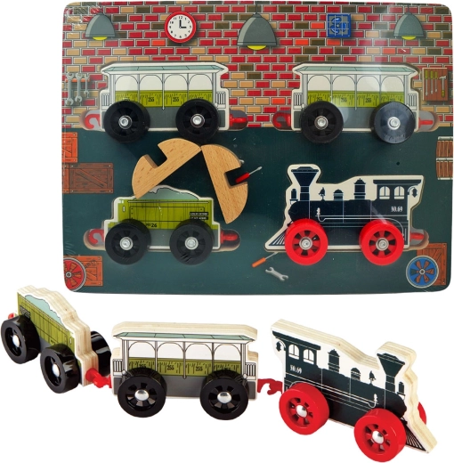 Dřevěné puzzle vláčky – sada 4 ks BABU