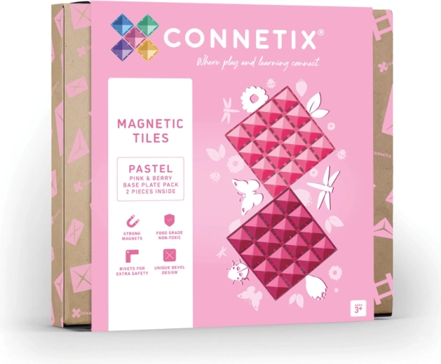 Magnetické stavební podložky Pastel Pink & Berry, 2 ks