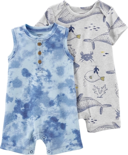 Carter's letní overaly s krátkým rukávem Grey Ocean pro chlapce, 2 ks