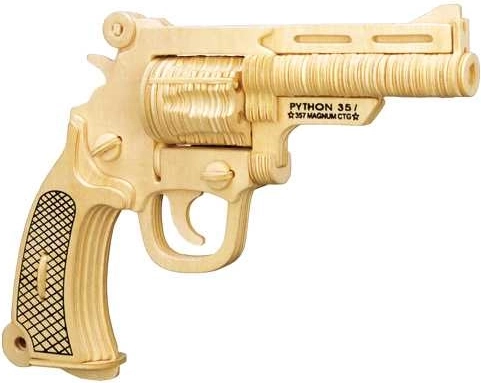 Woodcraft dřevěné 3D puzzle pistole S&W, 106 dílků