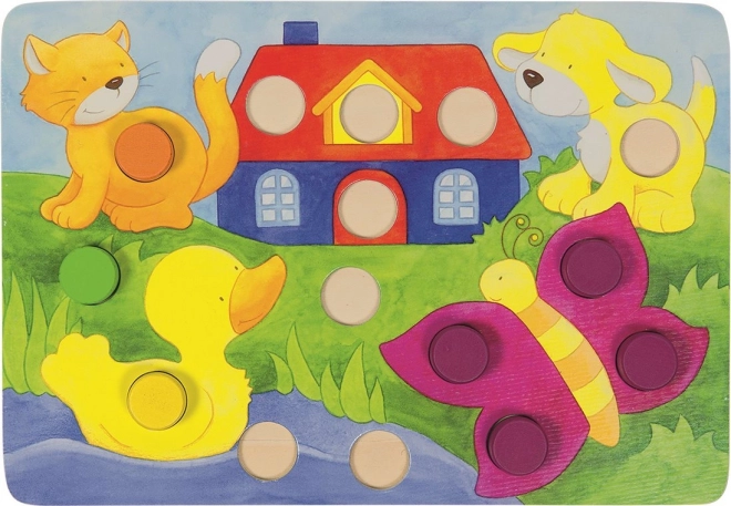 vkládací hra s kostkou barvy GOKI