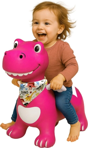 Skákací dinosaurus HoppyDoo s křídly a pumpičkou, růžový