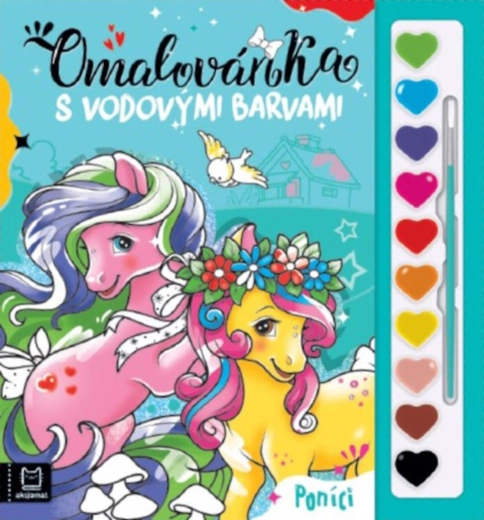 Omalovánka s vodovými barvami a štětcem Poníci