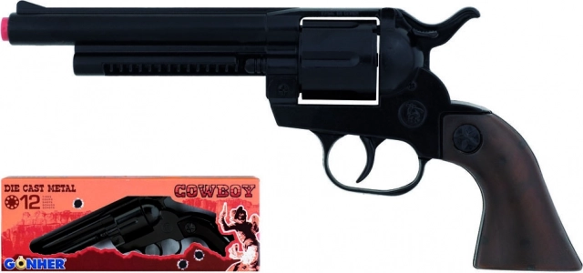 Kovbojský revolver kovový černý 12 ran