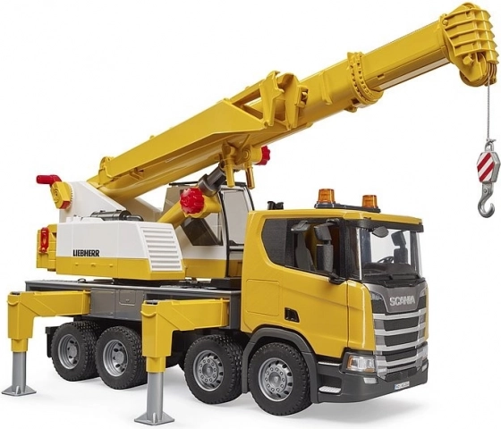 Bruder SCANIA s jeřábem LIEBHERR – mobilní jeřáb 1:16 se světly a zvuky