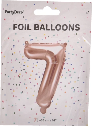 Fóliový balónek číslo 7 perleťově růžový 35 cm