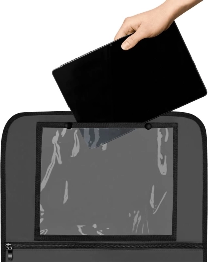 Průhledná kapsa na tablet pro zábavu na cestách