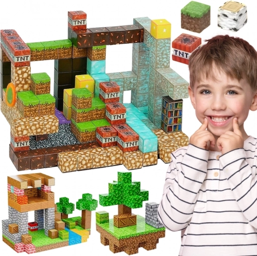 Woopie magnetické stavební kostky – 3D magnetické krychle, vzdělávací sada 63 ks