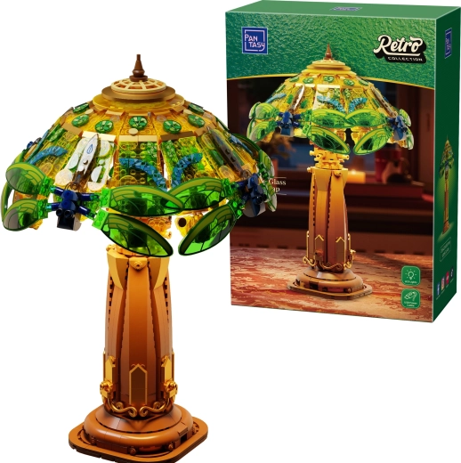 Pantasy retro vitrážová stolní lampa – stavebnice 1067 dílků