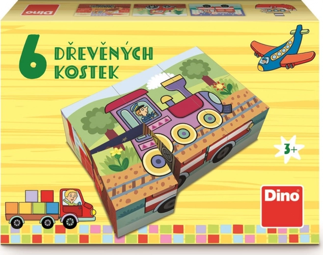 Dino obrázkové kostky Dopravní prostředky, 6 kostek