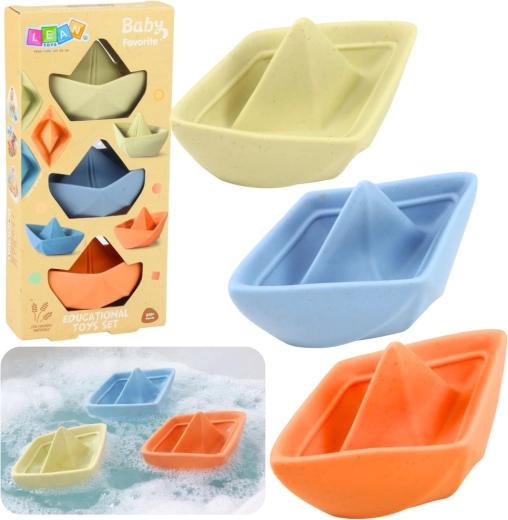 Sada gumových lodiček do koupele pro miminka, pastelové, 3 ks