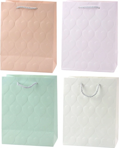 Elegantní dárková taška s reliéfními srdci 23 x 18 x 10,5 cm