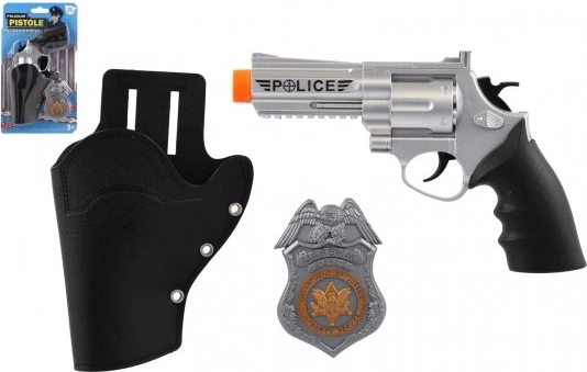 Dětská policejní sada: revolver s pouzdrem a odznakem