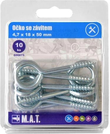 Zavřené očko se závitem 50 × 18 × 4,7 mm, zinkované (10 ks)