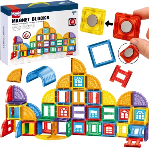 Magnetické stavebnice 3D WOOPIE – vzdělávací sada Zámek, 100 ks