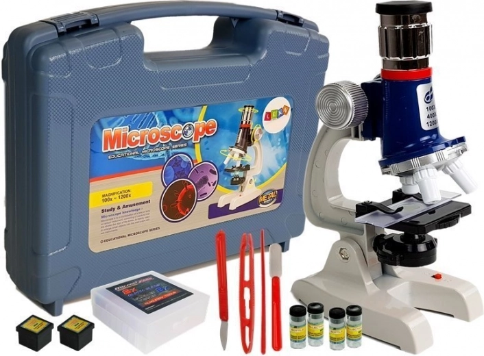 Velká vědecká sada – dětský vzdělávací mikroskop 100× 400× 1200× v kufříku