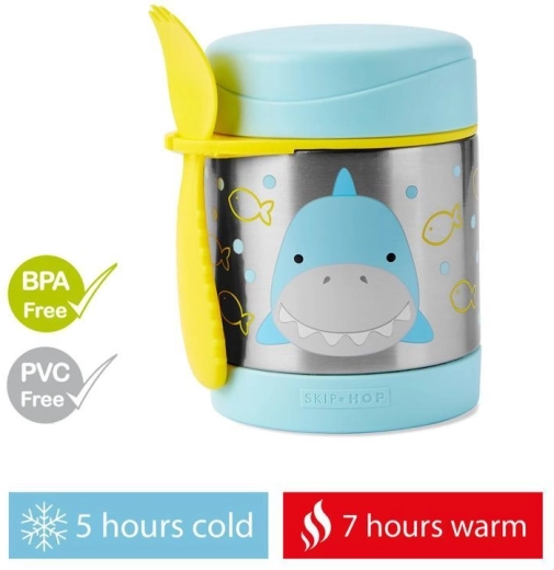 Skip Hop Zoo dětská termoska na jídlo se lžičkovidličkou Žralok 325 ml
