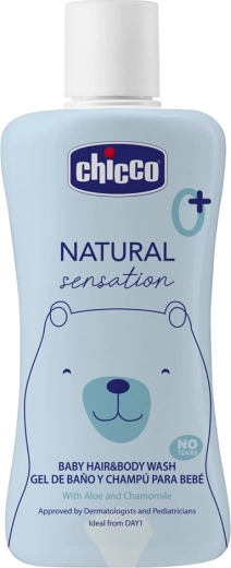 Chicco Natural Sensation sprchový gel 2v1 na tělo a vlasy s aloe a heřmánkem 200 ml