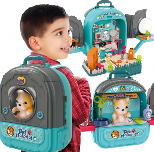 Woopie 3v1 veterinární batůžek s domečkem a pejskem