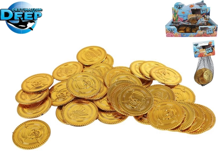 Zlaté plastové mince pro dětské hry – 40 ks