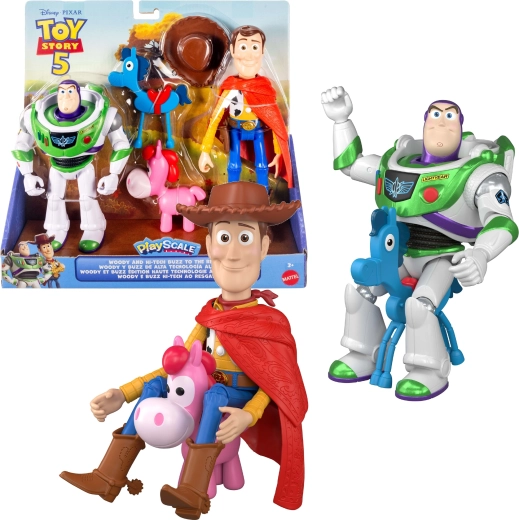 Mattel Disney Pixar Toy Story 5 sada figurek Woody a Buzz Rakeťák Hi-Tech + 2 poníci