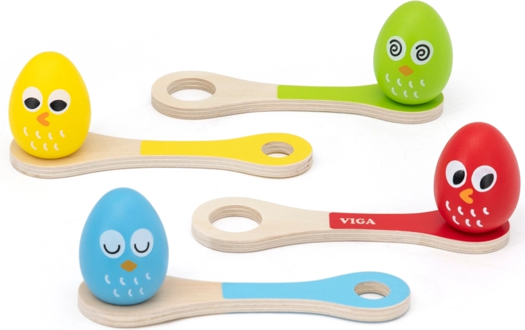 Dřevěná hra vejce na lžičkách Viga Toys