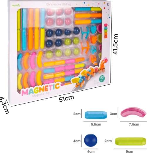 Magnetické 3D stavebnice, 80 dílů