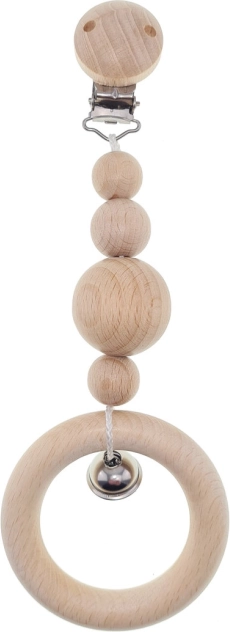 HESS řetízek na kočárek s rolničkou – přírodní, krátký