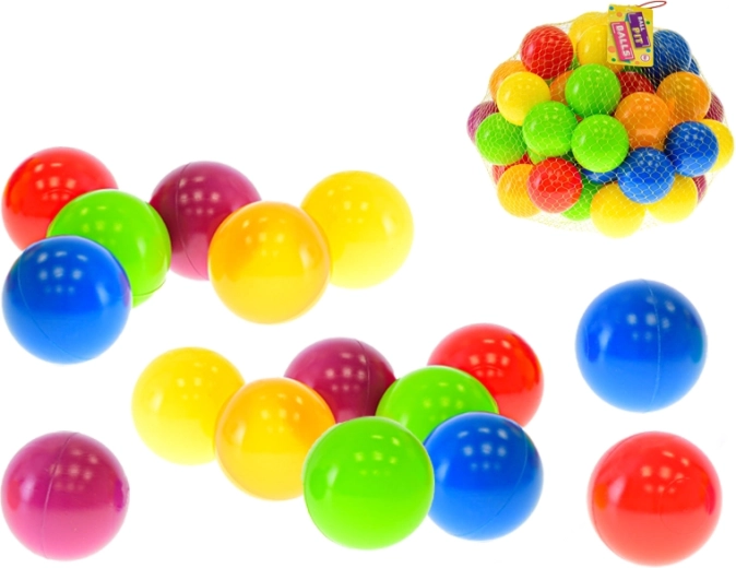 Barevné míčky do hracího koutku 6 cm, 50 ks v síťce
