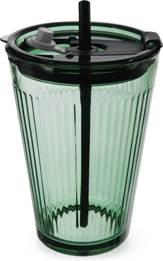 Skleněný kelímek s víčkem a slámkou VERDE 450 ml
