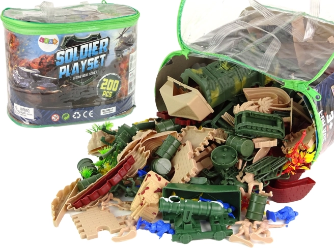 Vojenský set figurky, zbraně a vozidla – 200 dílů
