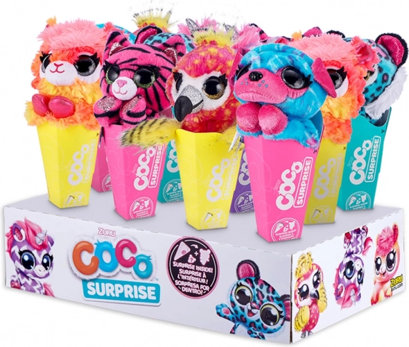 Coco Surprise Neon plyšové zvířátko s překvapením v kornoutu