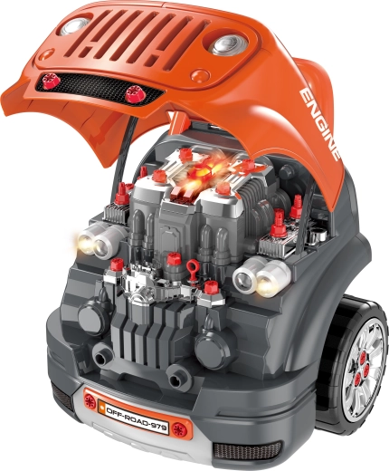 Otevírací kapota a realistický motor