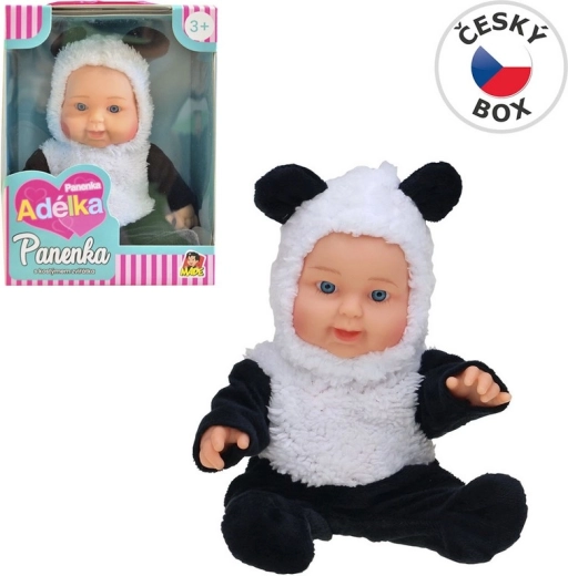 Panenka se zvířecím oblečkem panda 22,5 cm