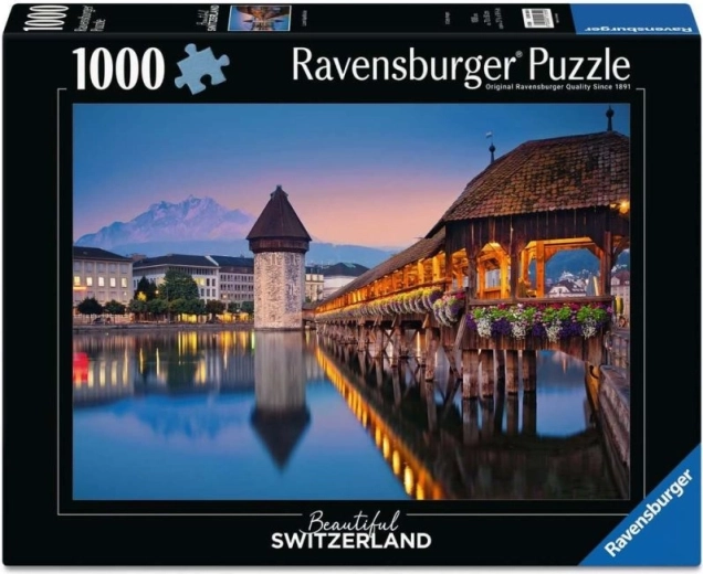 Ravensburger puzzle Beautiful Switzerland: Kapličkový most, Lucern - 1000 dílků